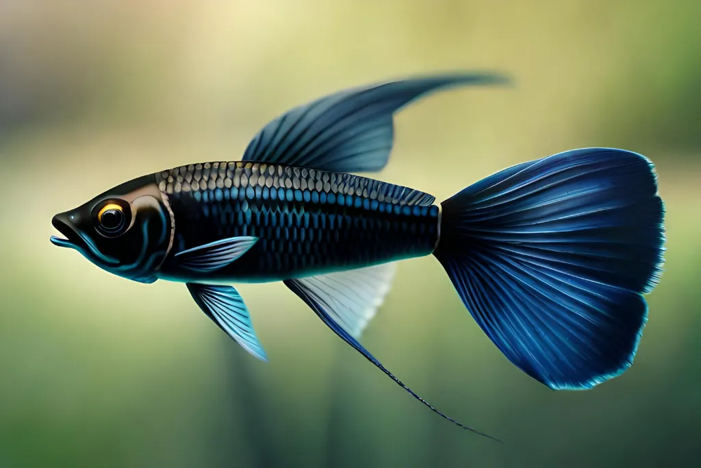 black moscow guppy in fish tank